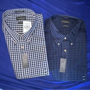 Van Heusen Men's Plaid Shirts - Navy and White xxlt